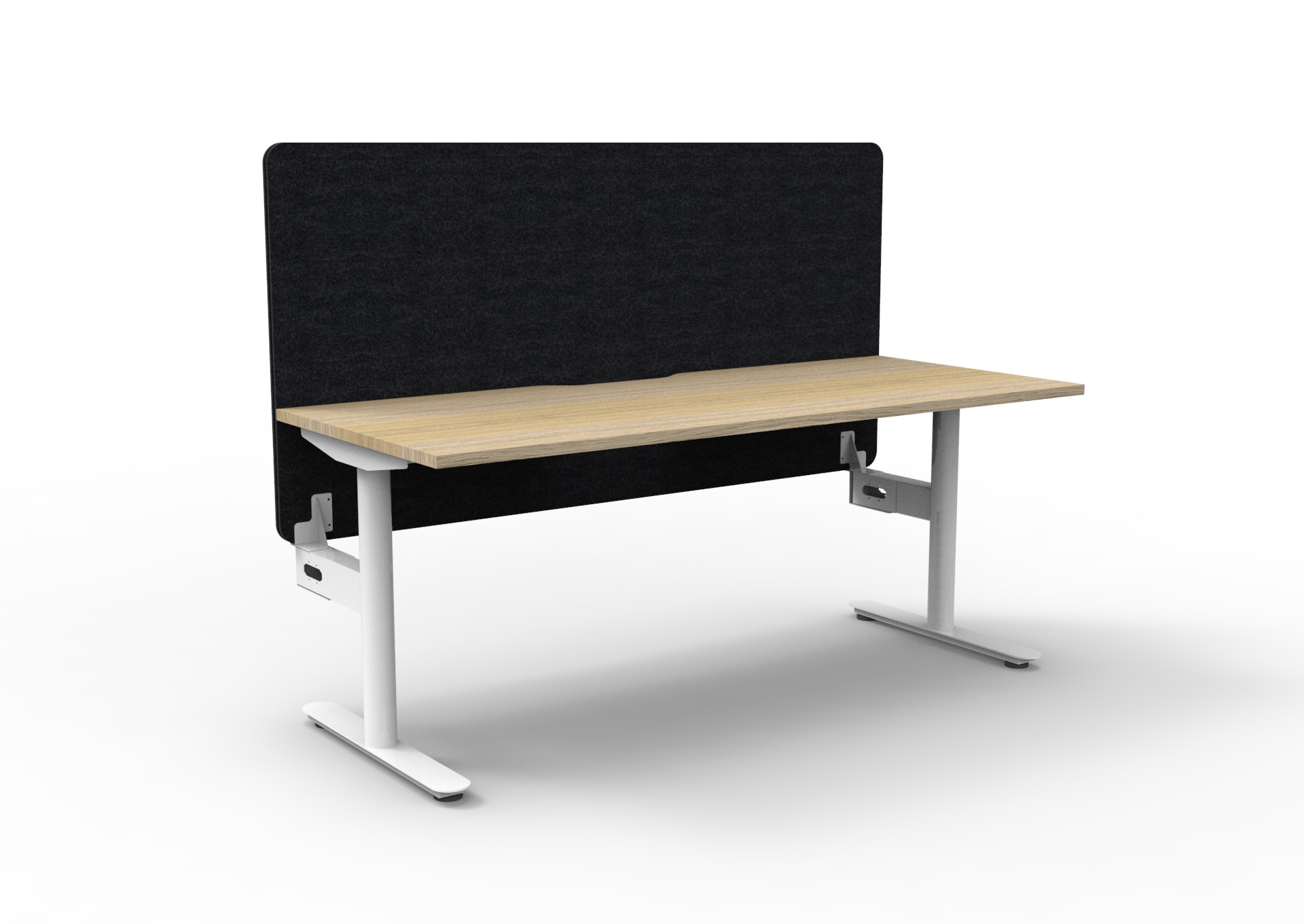 Rapidline Halo Static Single Sided Desk – 1500×750mm, Natural Oak Top & White Satin Frame, Black Eco Panel Screen