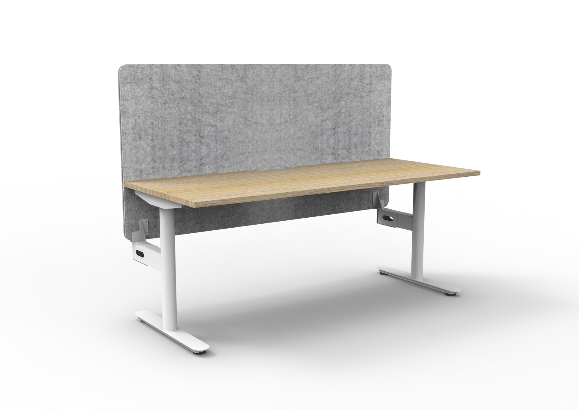 Rapidline Halo Static Desk | 1800mm x 750mm | Natural Oak Top, White Satin Frame, Marble Grey Eco Panel Screen