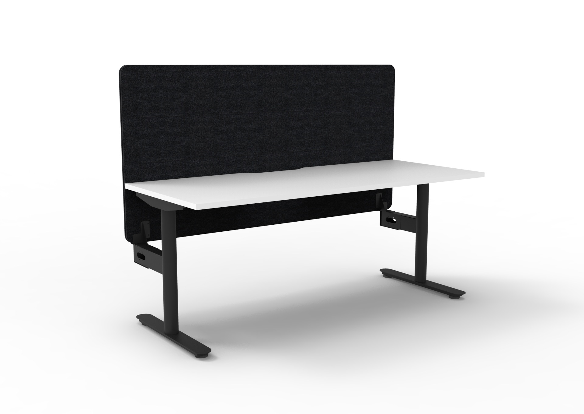 Rapidline Halo Static Desk | 1800mm x 750mm | Natural White Top, Black Satin Frame, Black Eco Panel Screen