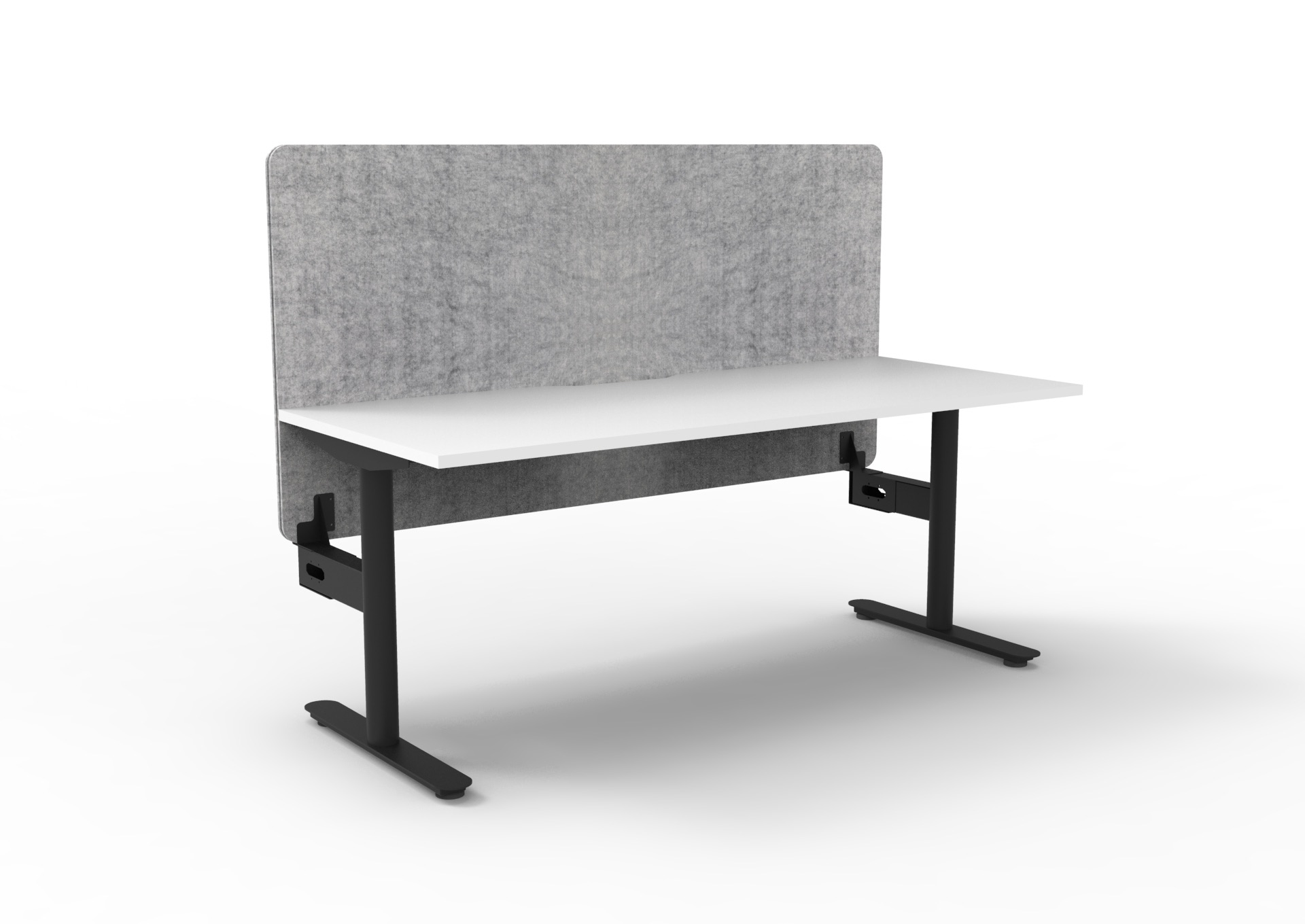 Rapidline Halo Static Desk | 1800mm x 750mm | Natural White Top, Black Satin Frame, Marble Grey Eco Panel Screen