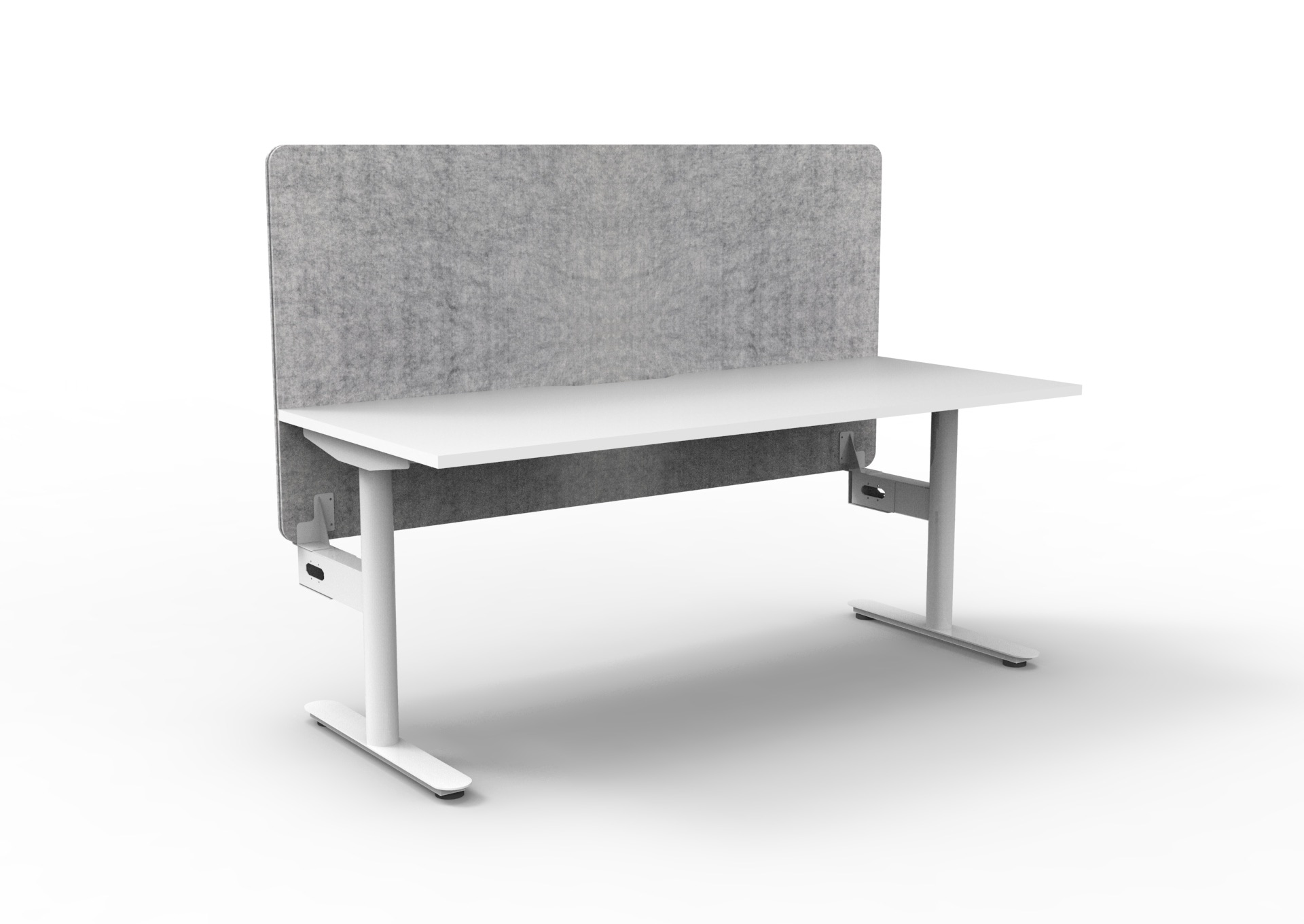 Rapidline Halo Static Desk – 1200×750mm, Natural White Top, White Satin Frame, Marble Grey PET Screen