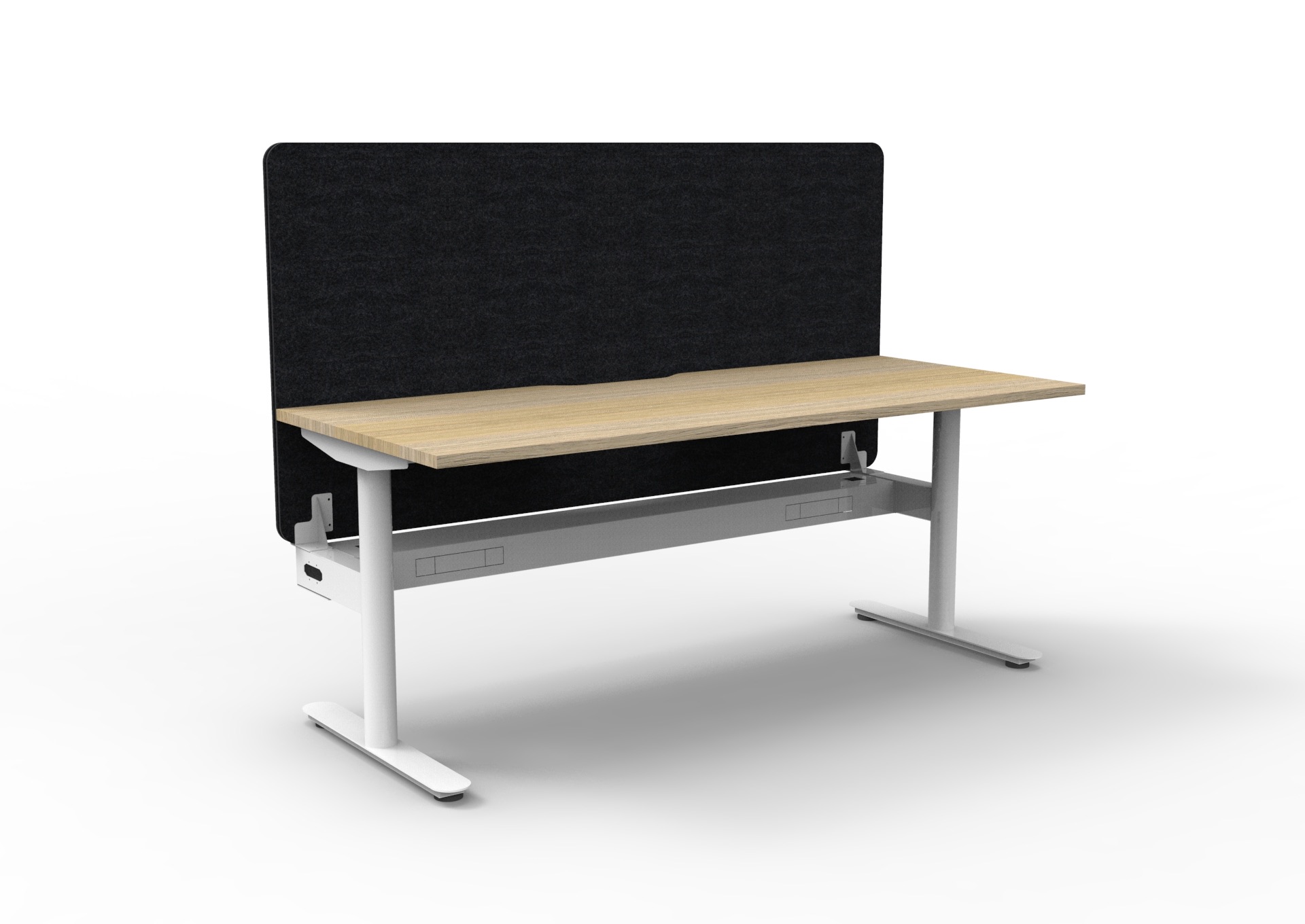 Rapidline Halo Static Desk 1800x750mm | Natural Oak Top, White Frame, Black Privacy Screen, Cable Tray ($1,167.56)