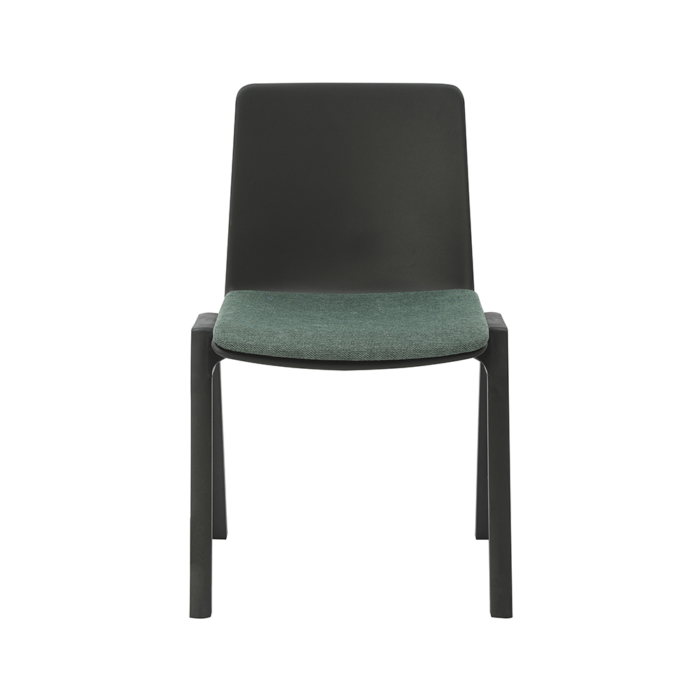 Rapidline Academy Stacking Chair – Black Shell, Emerald Green Fabric Seat Pad