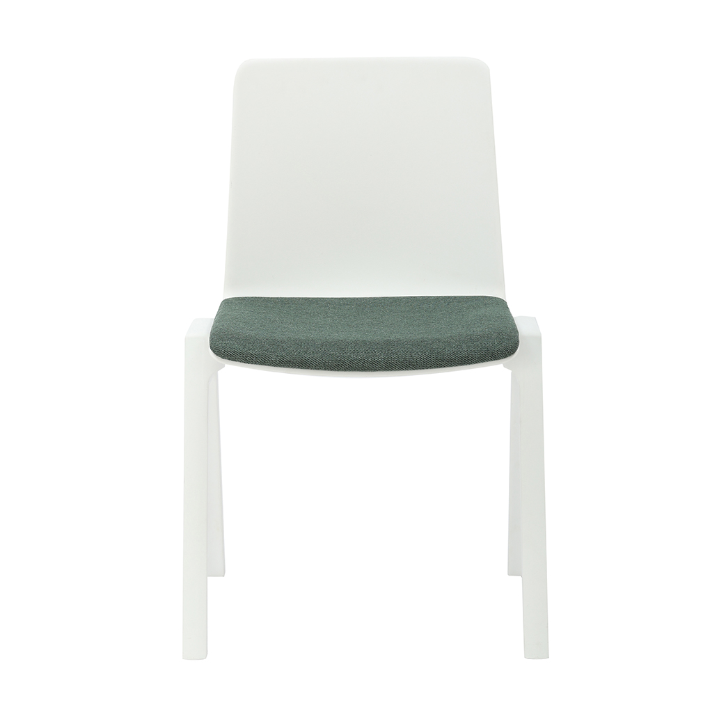 Rapidline Academy Stacking Chair – White Shell, Emerald Green Fabric Seat Pad