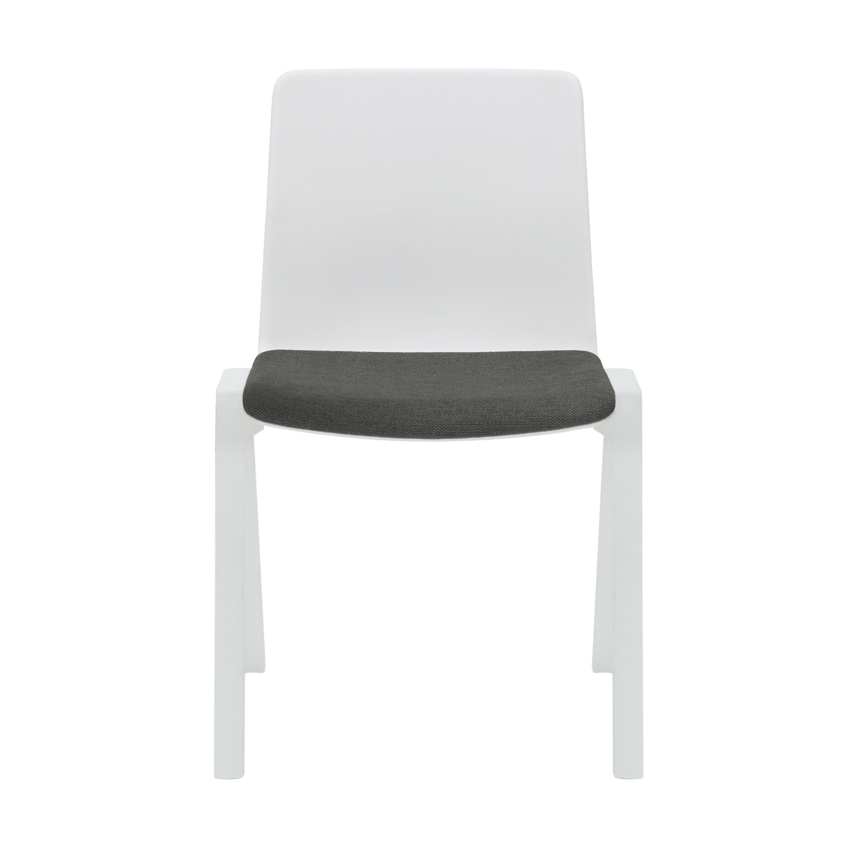 Rapidline Academy Stacking Chair – White Shell, Black Fabric Seat Pad