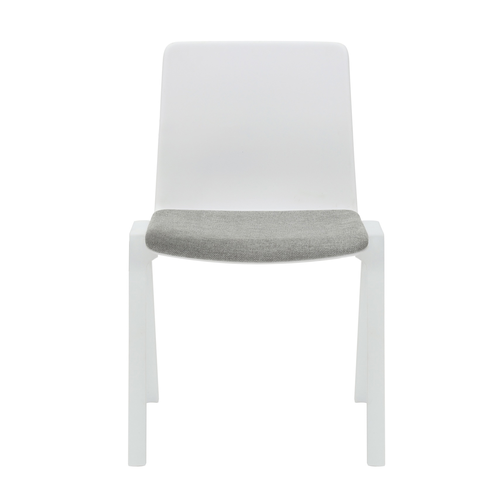 Rapidline Academy Stacking Chair – White Shell, Light Grey Fabric Seat Pad
