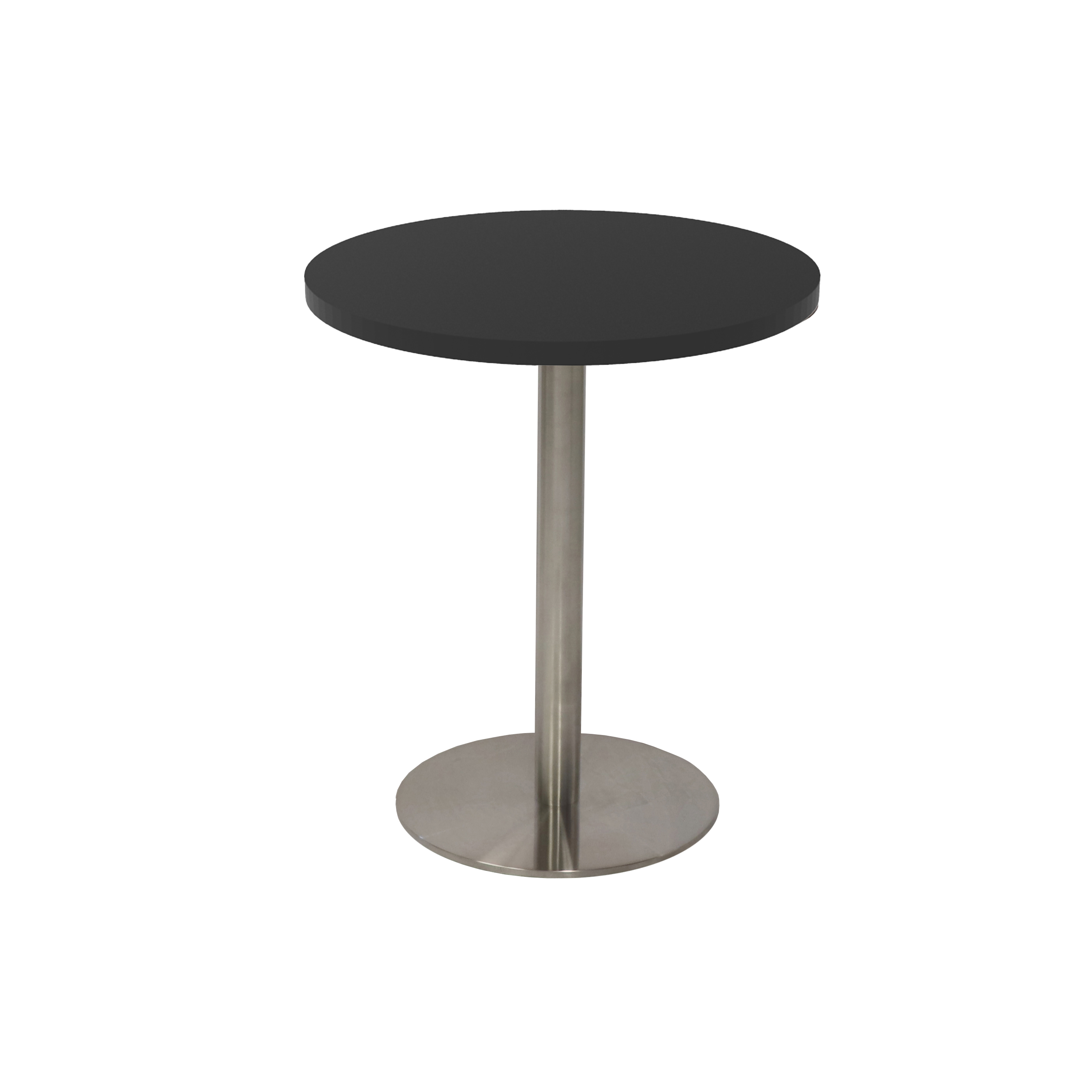 Estilo Round Table – Black Top, Stainless Steel Base, 500mm Diameter