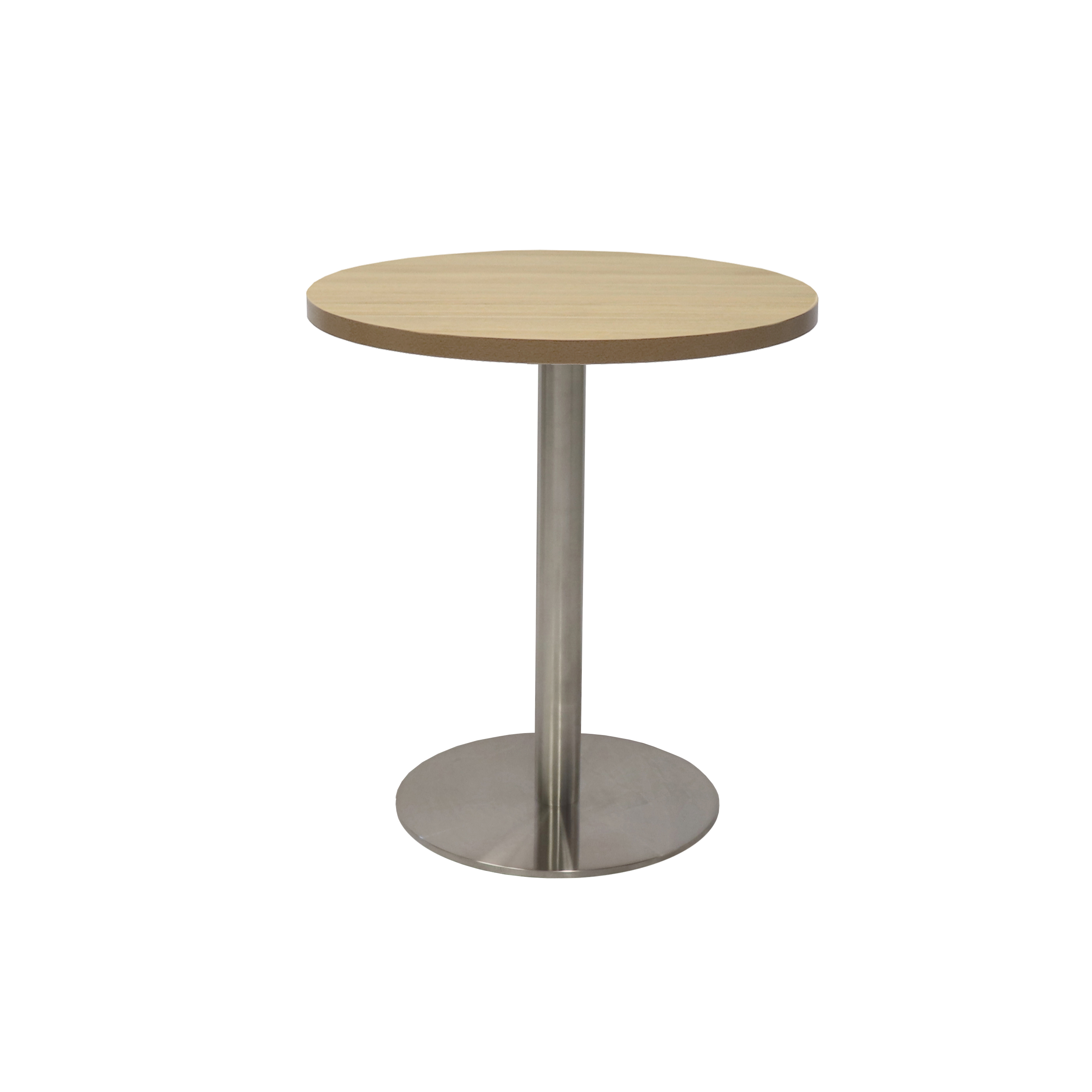 RAPIDLINE Estilo Round Table – Natural Oak Top, Stainless Steel Base