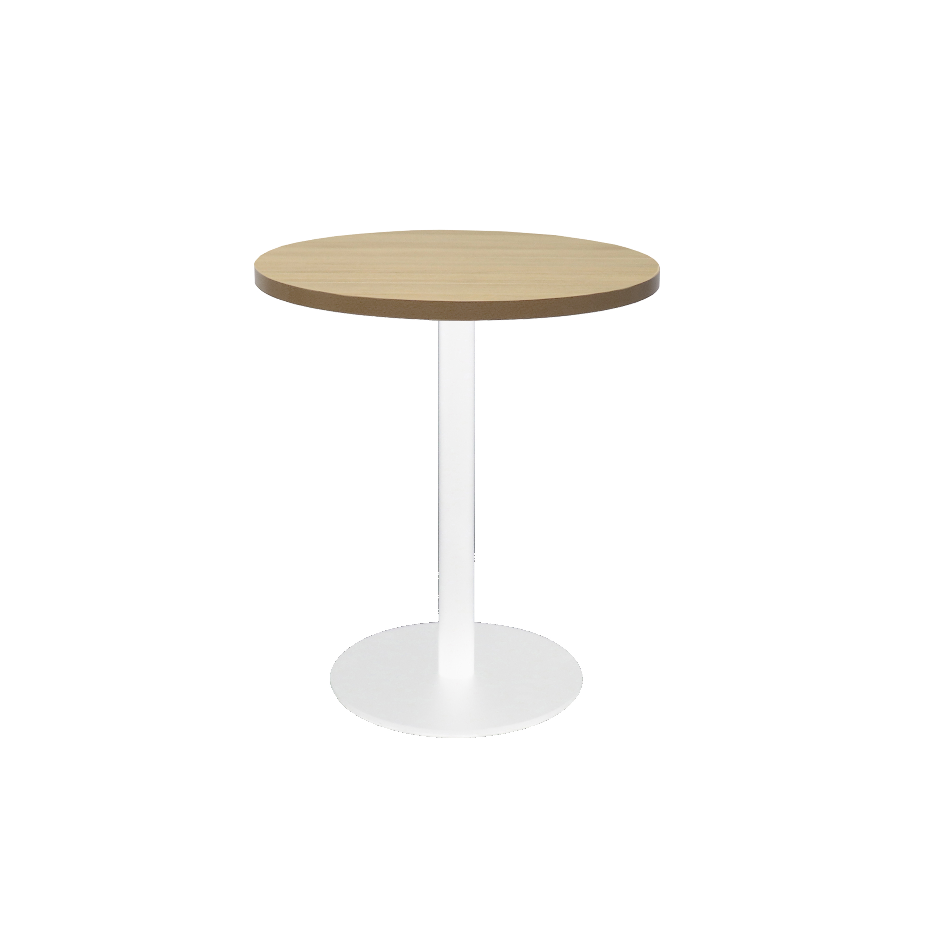 RAPIDLINE Estilo Round Table – Natural Oak Top, White Powder-Coated Base