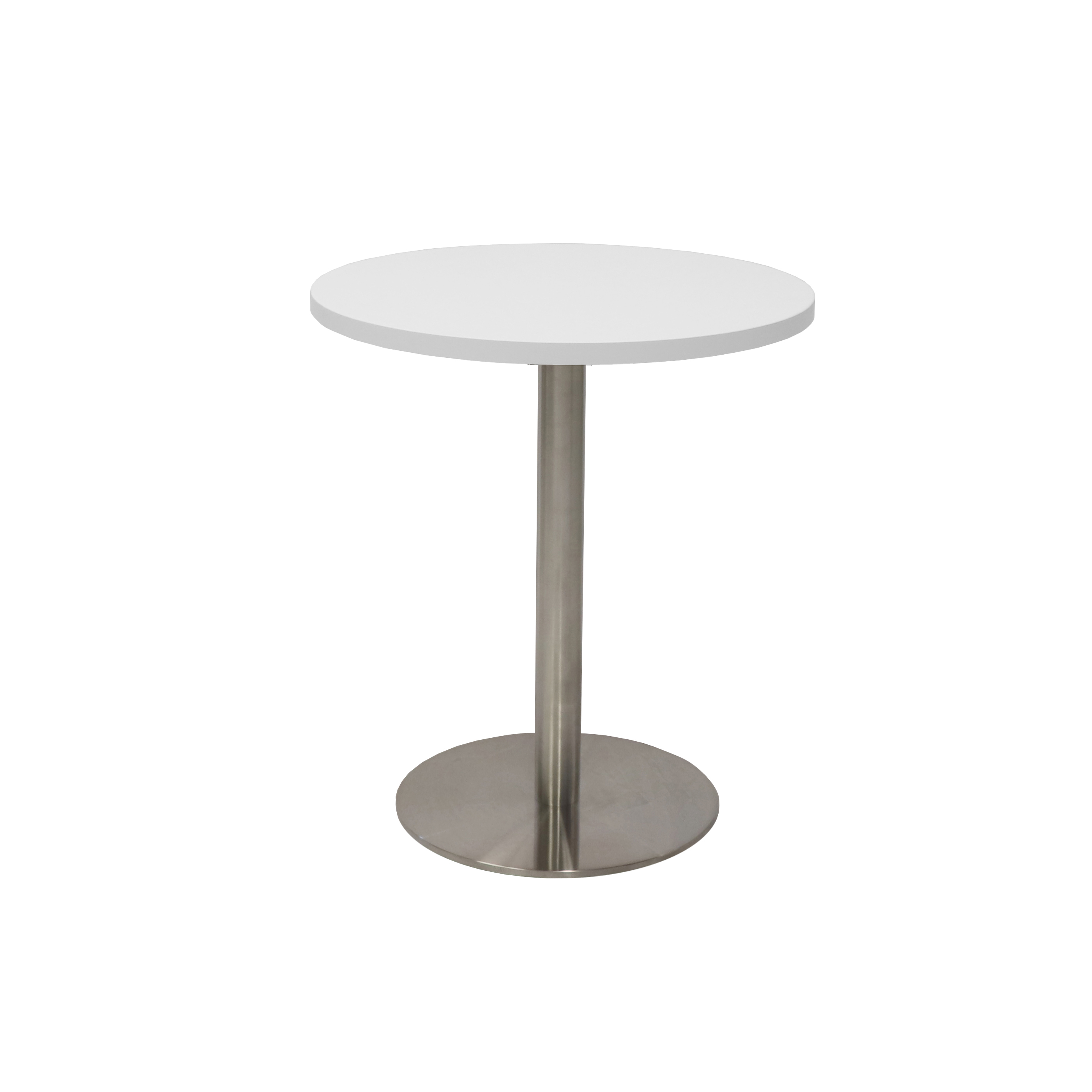Rapidline Estilo Round Table | 500mm Natural White Top, Stainless Steel Base