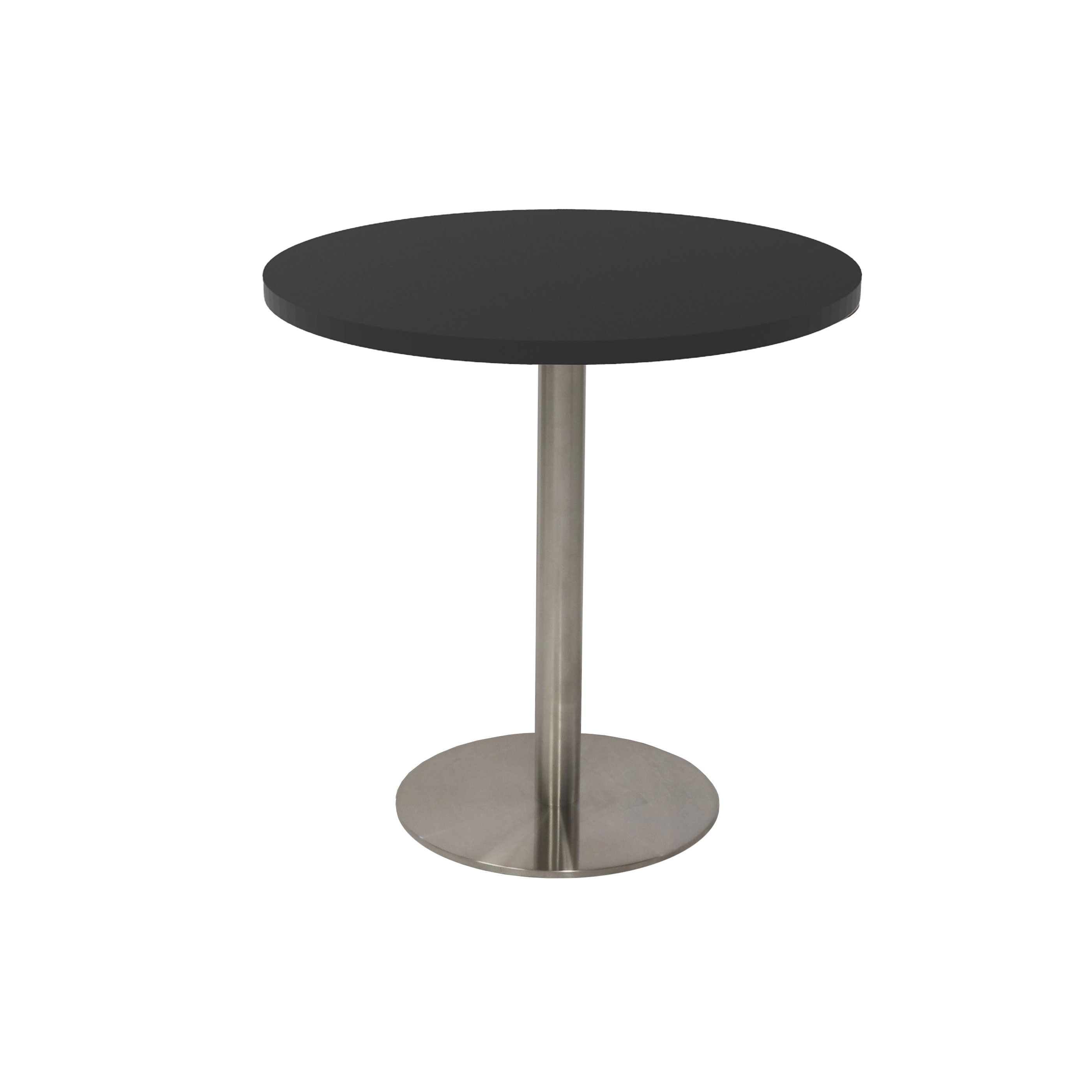 RAPIDLINE Estilo Round Table – Black Top, Stainless Steel Base