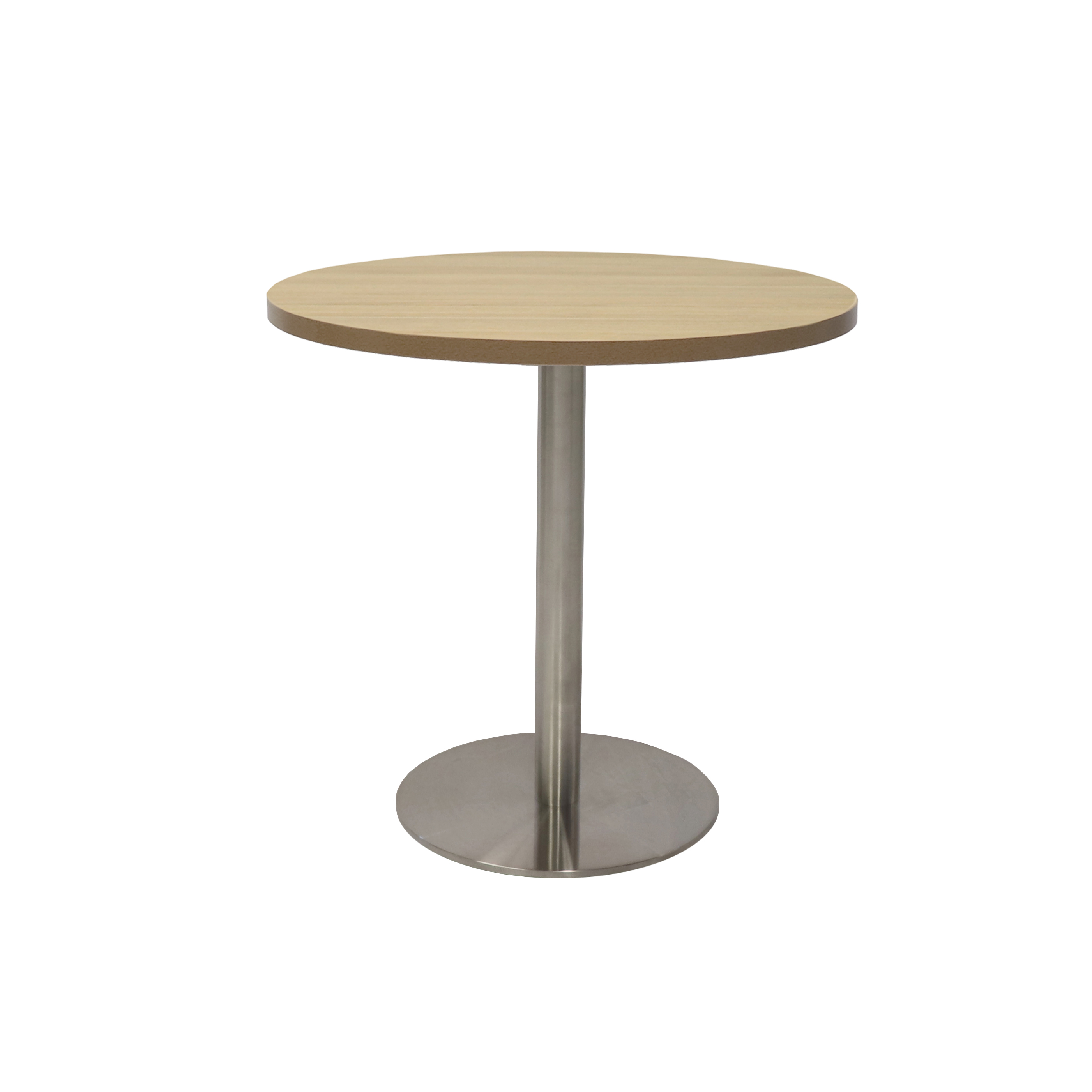 Rapidline Estilo Round Table – 600mm Natural Oak Top, Stainless Steel Base