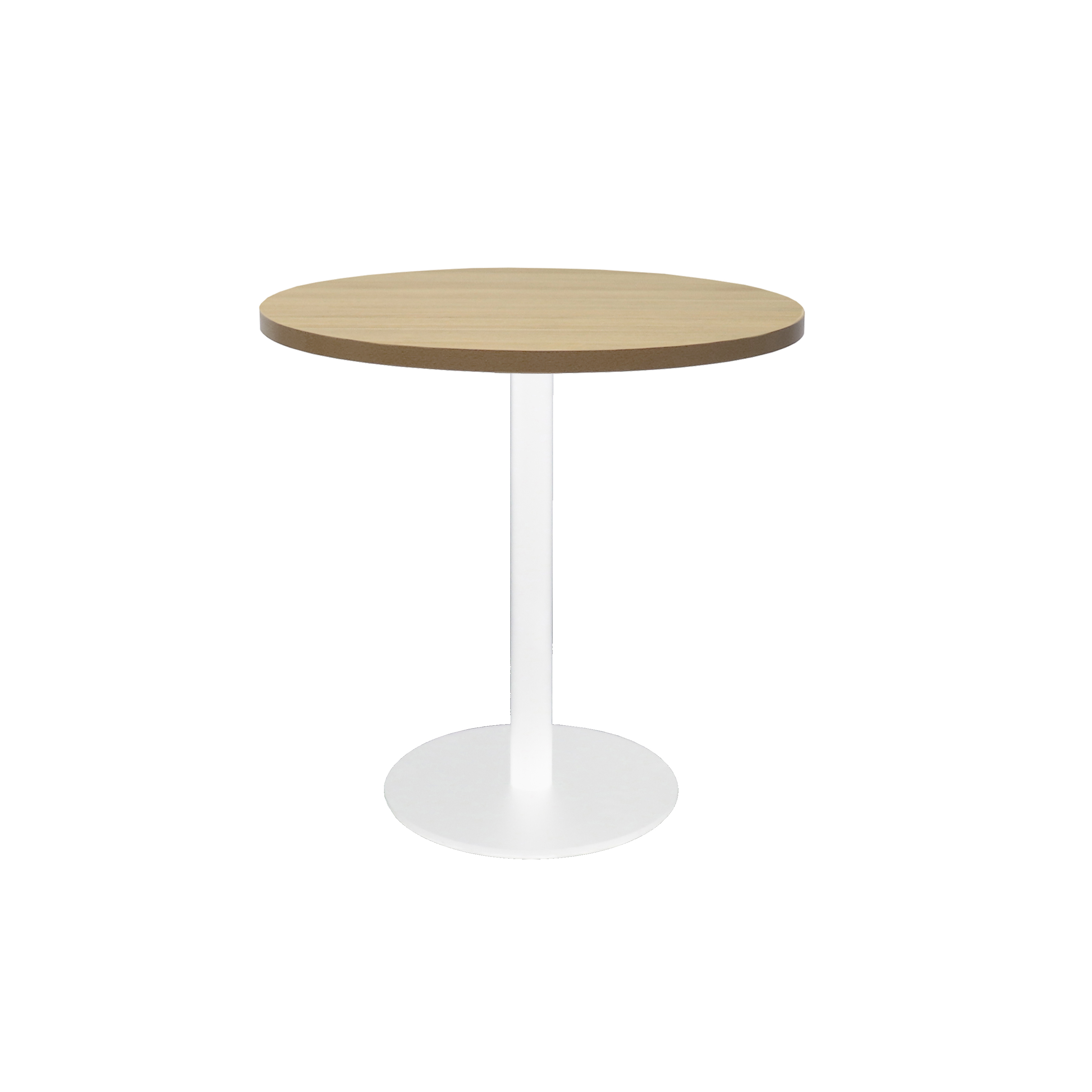 Rapidline Estilo Round Table – 600mm Natural Oak Top, White PFC Base