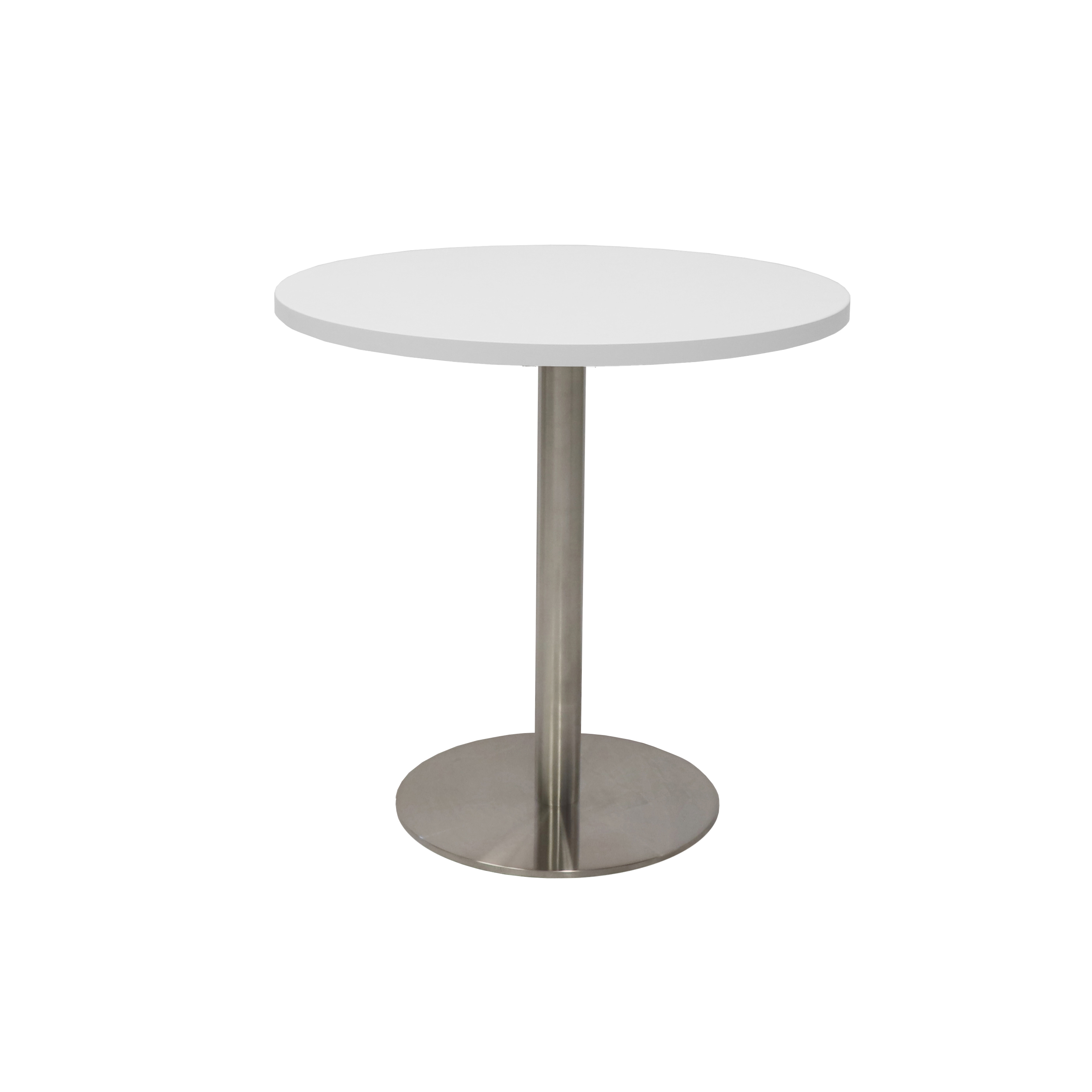 RAPIDLINE Estilo Round Table – 600mm Natural White Top, Stainless Steel Base