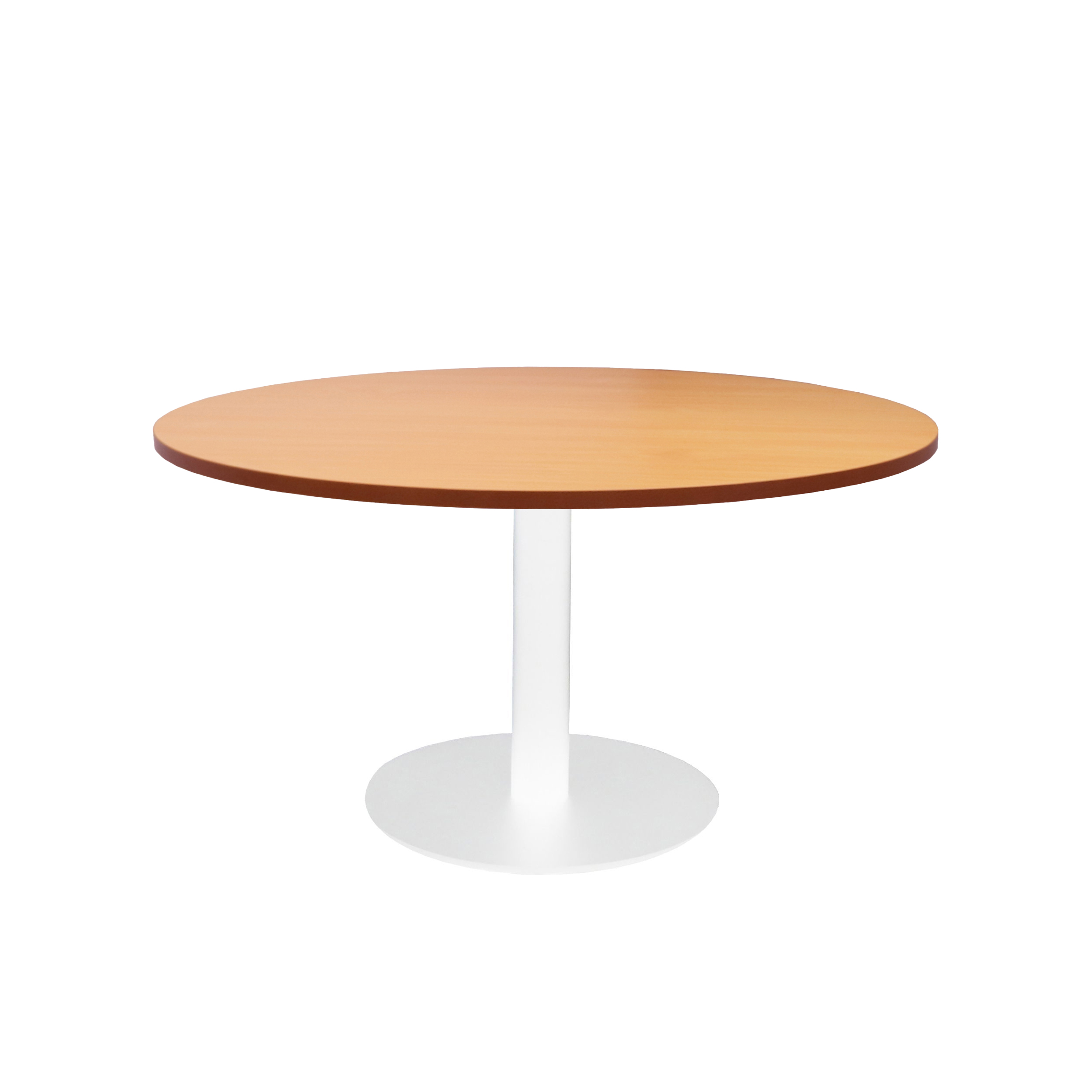 Rapidline Estilo Round Coffee Table – Beech Top, White Powder-Coat Base