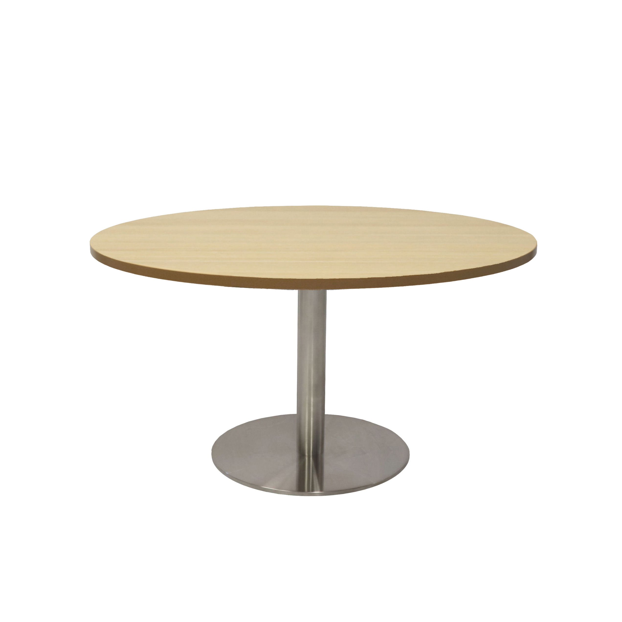 Rapidline Estilo Round Coffee Table – Natural Oak Top, Stainless Steel Base