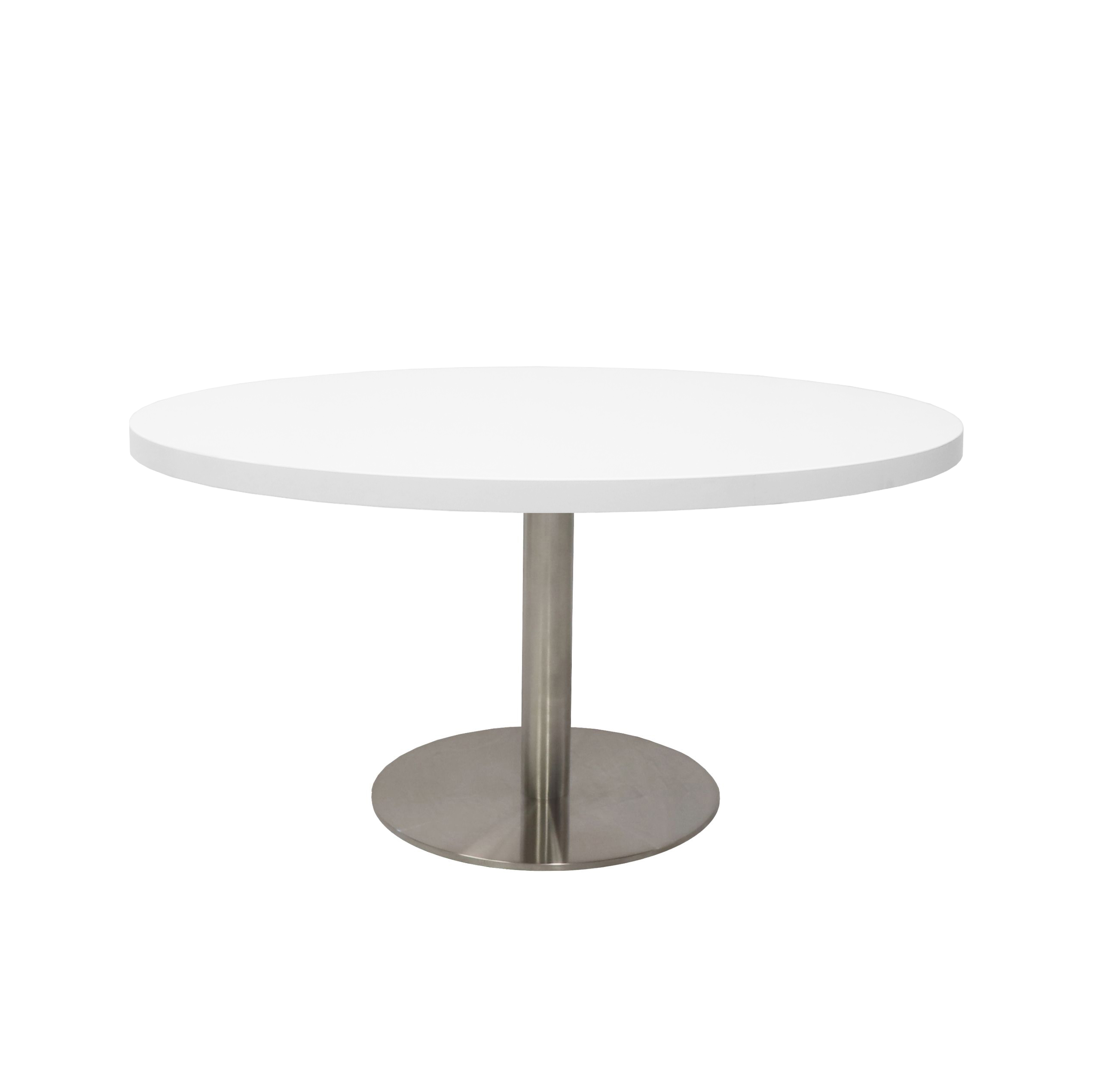 Rapidline Estilo Round Coffee Table – Natural White Top, Stainless Steel Base