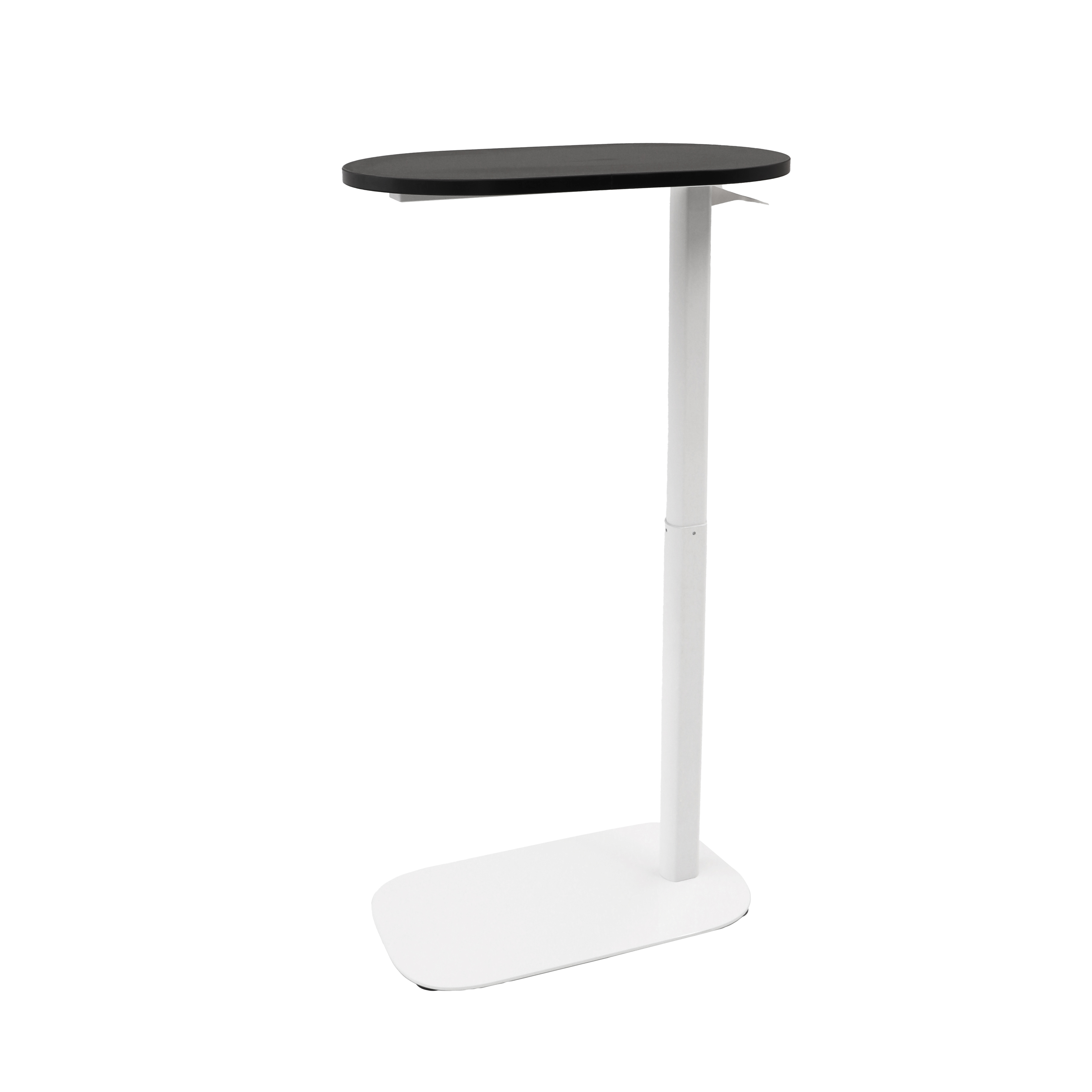Rapidline Eos Height Adjustable Side Table – Black Melamine Top, White Frame, 653–1048mm